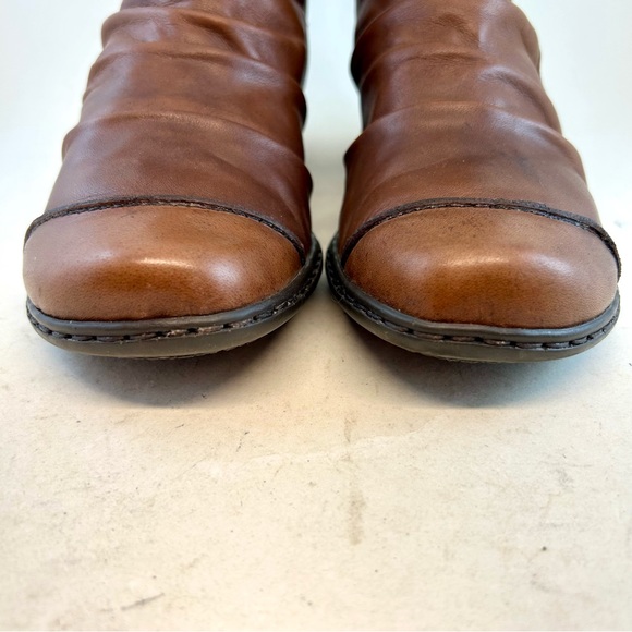 Rieker Antistress Brown Leather Ruched Louise Zipper Ankle Boots Booties 38 7 - Picture 3 of 12